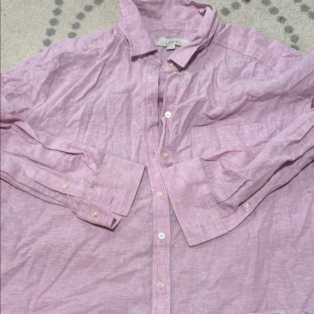 LOFT Women's Pink Button-Up Blouse